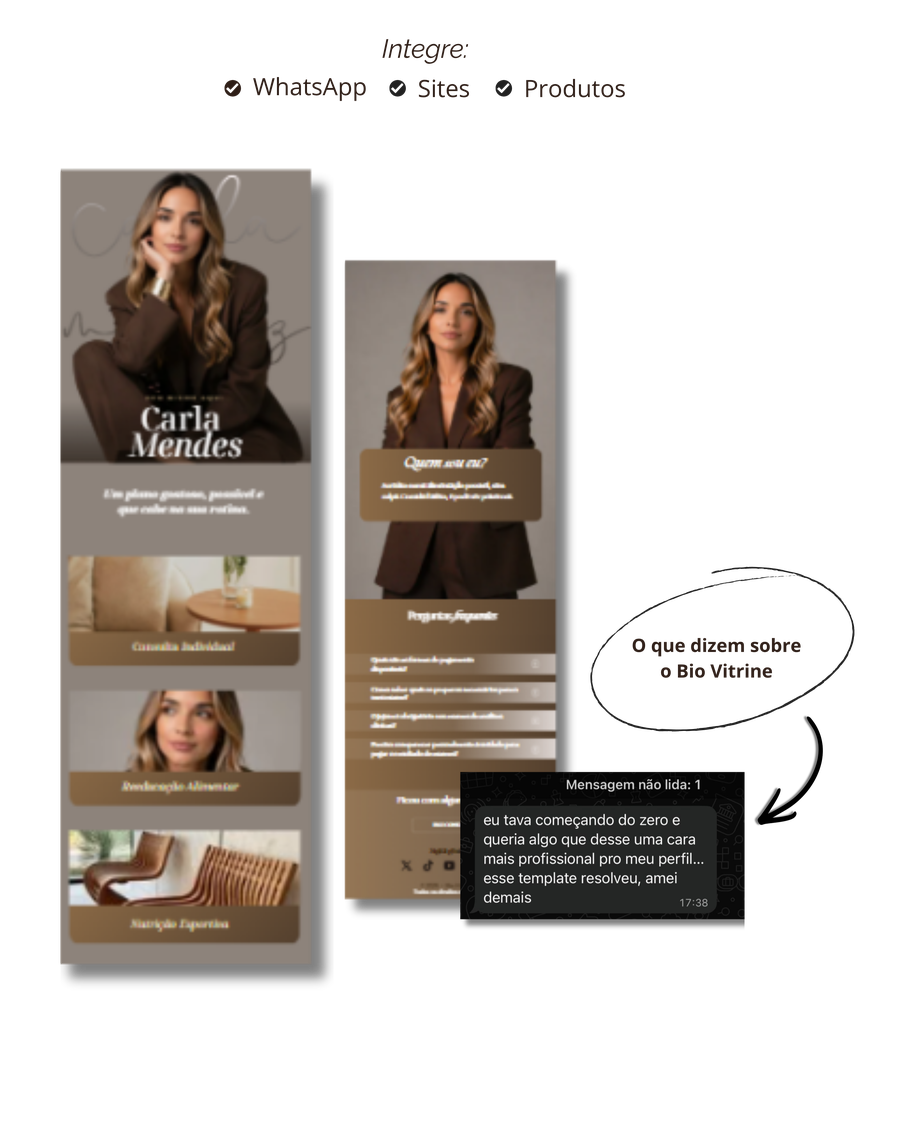 Mockup do Link na Bio em telas de Instagram